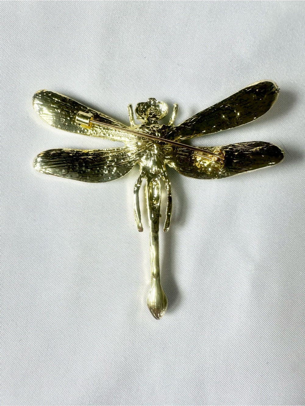 Emerald & Sapphire Dragonfly Brooch - Blue Green Crystal Accent - Picture 2 of 3